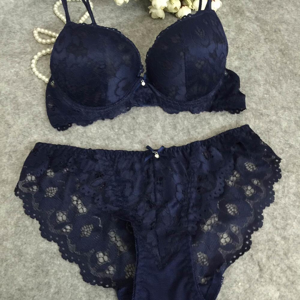 Women's Sexy Lace Push Up Bra Sets with Padded Bralette, Underwire, U - Back and Matching Panty
