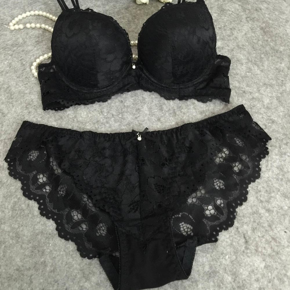 Women's Sexy Lace Push Up Bra Sets with Padded Bralette, Underwire, U - Back and Matching Panty