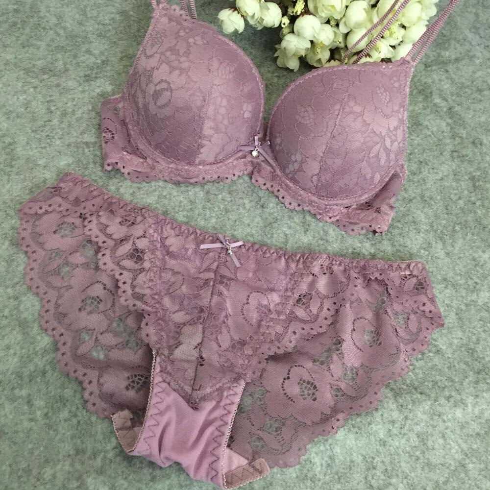 Women's Sexy Lace Push Up Bra Sets with Padded Bralette, Underwire, U - Back and Matching Panty