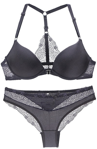 Conjunto de sujetador y braguita con copa ABC, sexy y elegante, en 8 colores, lencería push up para mujer.