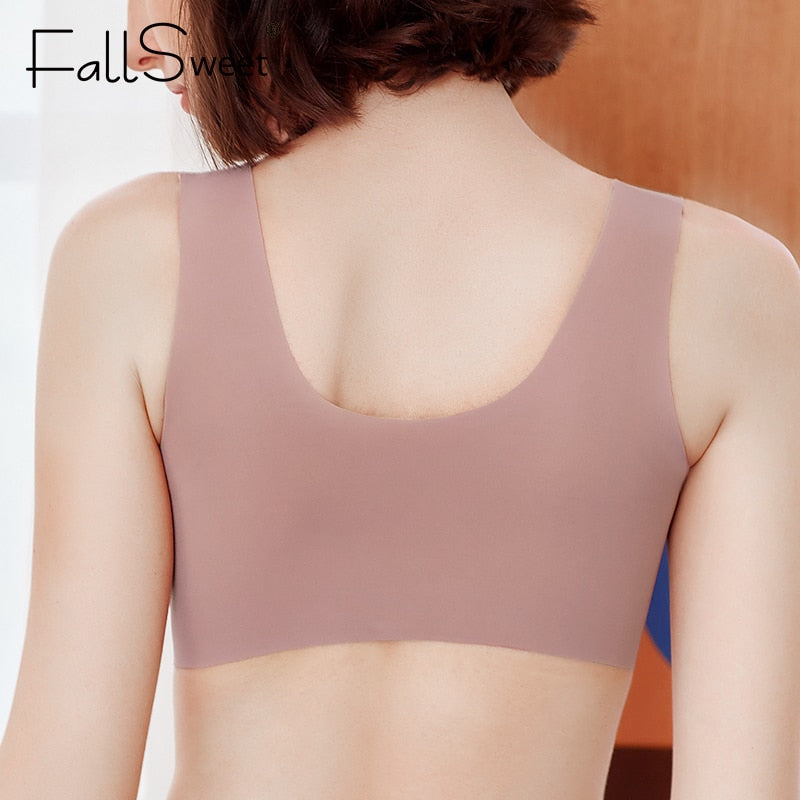 FallSweet Plus Size Women's Front Closure Seamless Push Up Bra - Sexy Underwear Vest Top