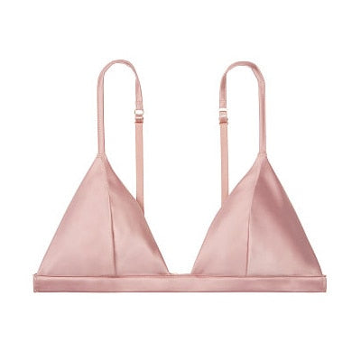 Luxuriöses Bralette-Top aus Seide in 7 Farben – V-Ausschnitt, bügelloser Satin-BH für Damen