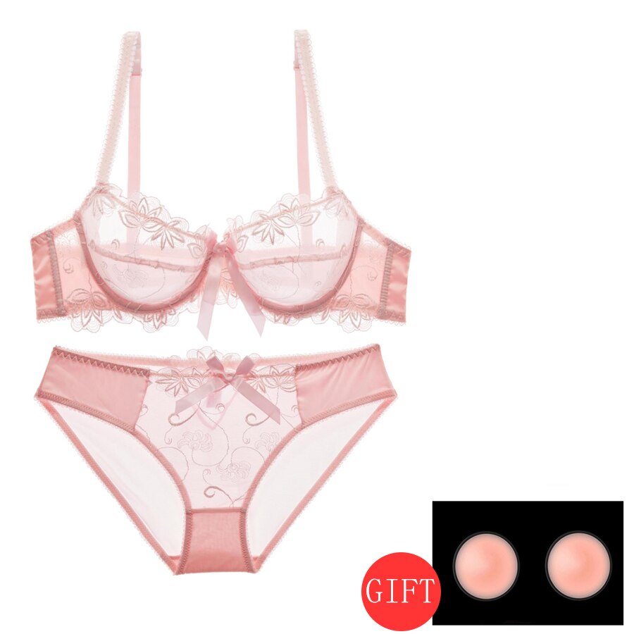 Women's Plus Size White Transparent Bra & Panty Set - D E Cup Underwire Push Up Mesh Lace Sexy Lingerie