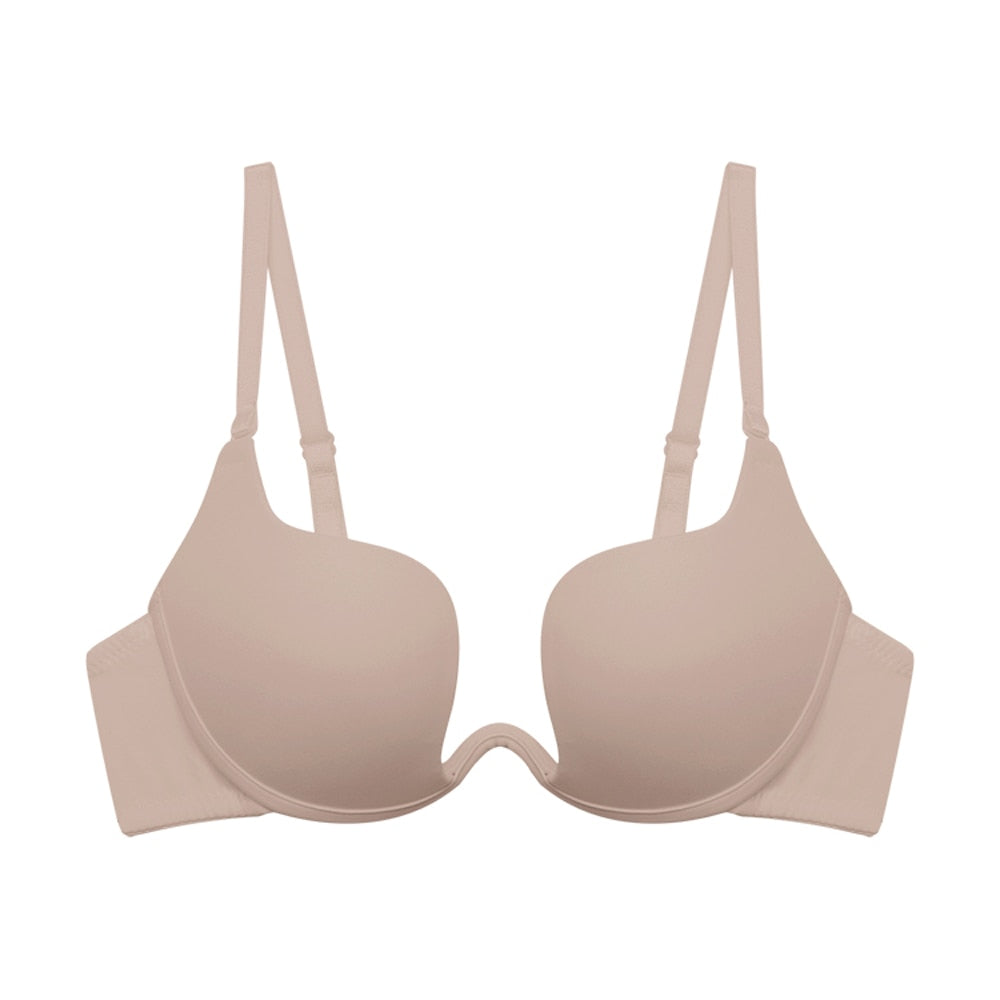 VANZTINA Women's Sexy Push Up Bras - Plunge Seamless Underwire Bralette, Low Cut & Beauty Back Design