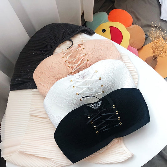 2025 Women's Cotton Underwear Sexy Lace Bra Fashion Push Up Invisible Bra Female Strapless Comfort Underwear Sexy Lingerie