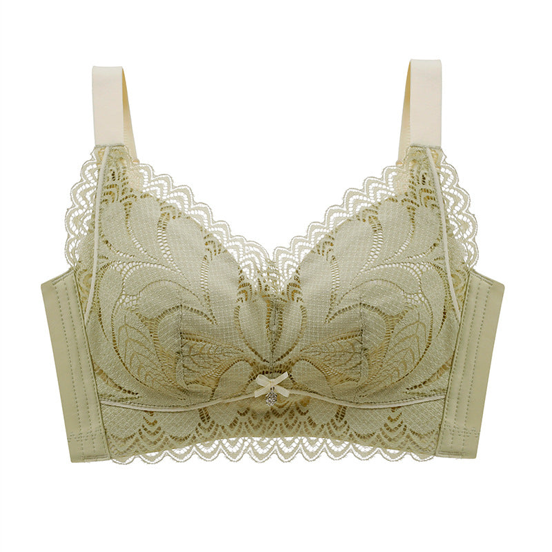 New Non-Steel Ring Bra for Big Breasts - Thin Adjustment, Vice Milk, Thin Cup, Large Size
