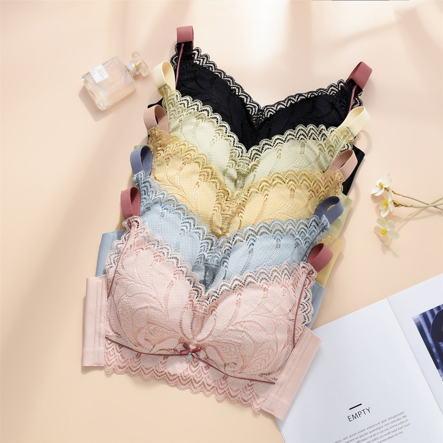 New Non-Steel Ring Bra for Big Breasts - Thin Adjustment, Vice Milk, Thin Cup, Large Size