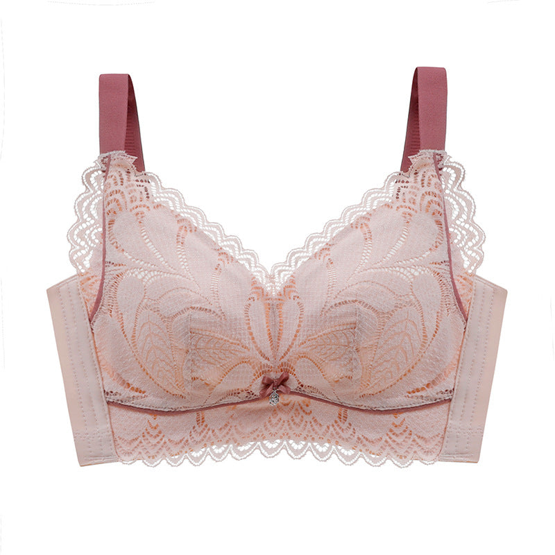 New Non-Steel Ring Bra for Big Breasts - Thin Adjustment, Vice Milk, Thin Cup, Large Size