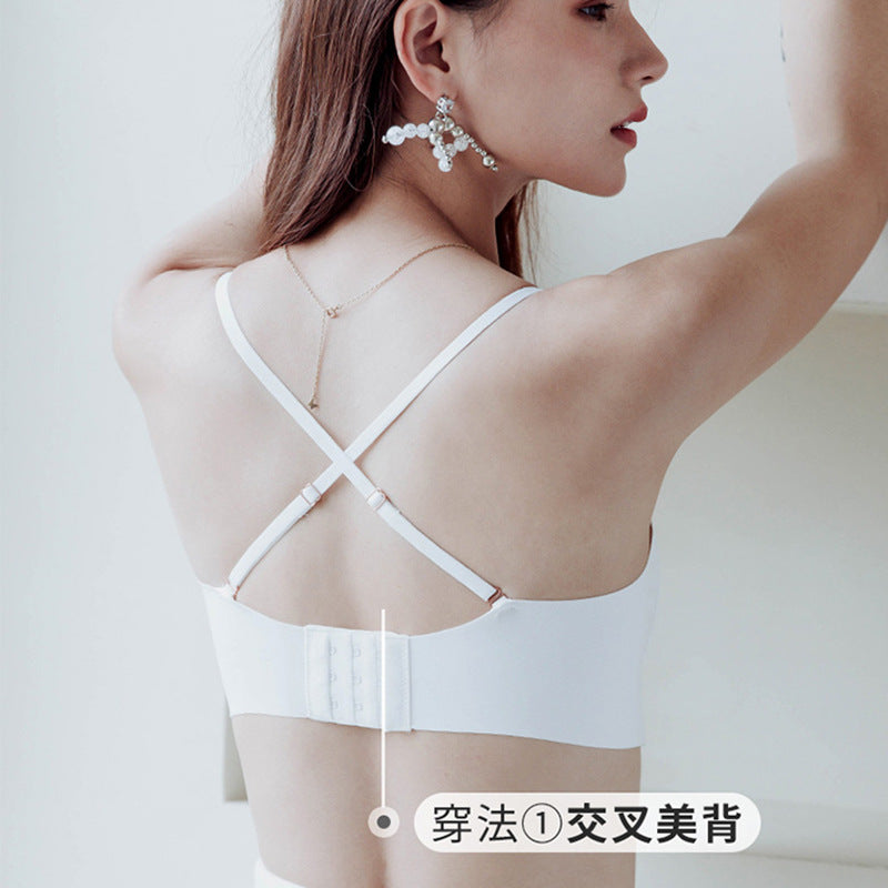 Japanese non-steel ring beautiful back underwear female summer big chest show small girl thin section small chest gathered tube top bra