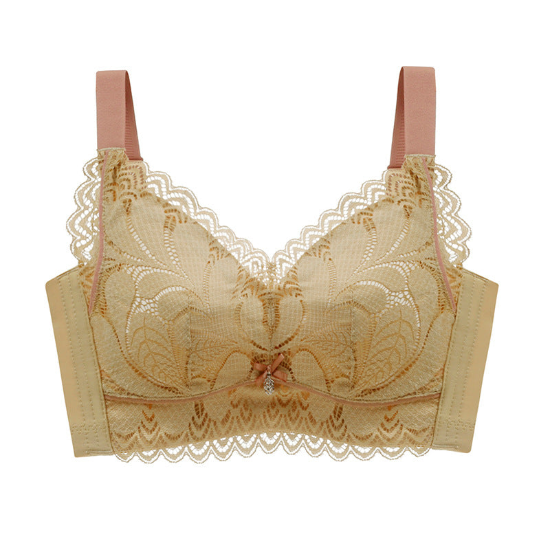 New Non-Steel Ring Bra for Big Breasts - Thin Adjustment, Vice Milk, Thin Cup, Large Size
