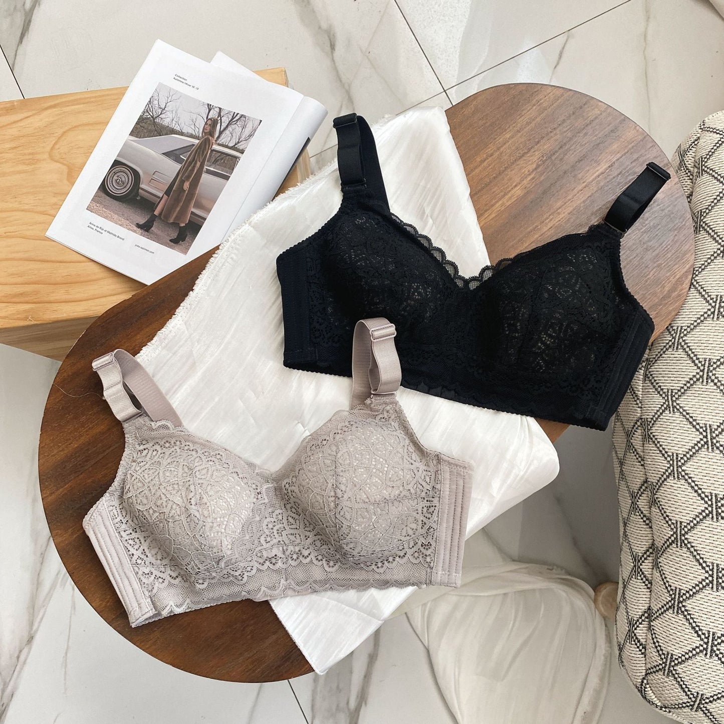 Sexy no steel ring lace large size underwear comfortable breathable thin bra gathering