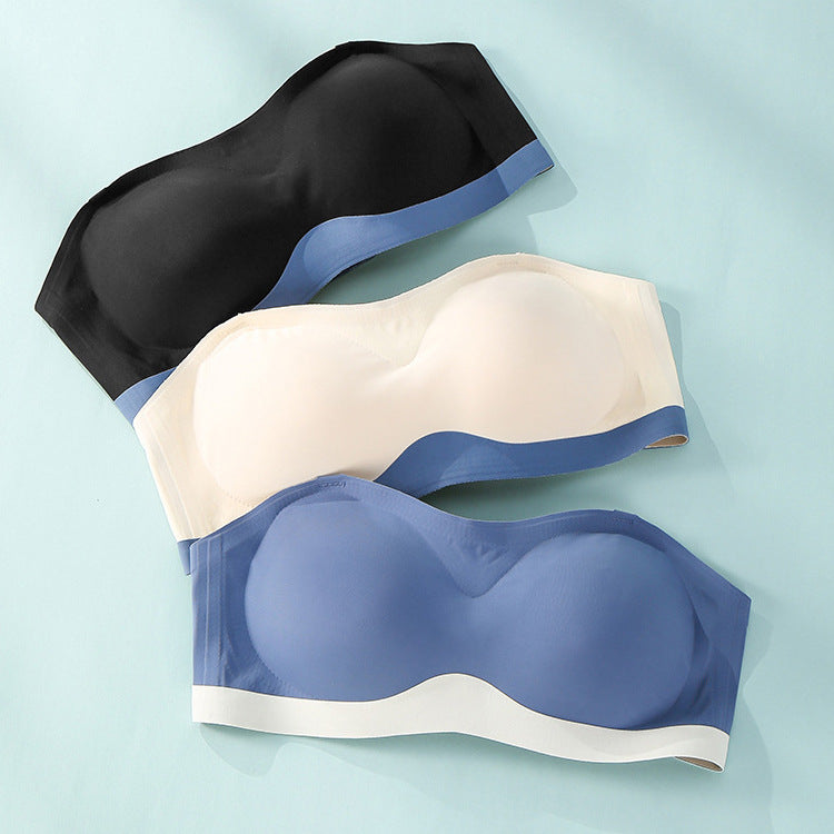 Summer Thin Straps Invisible Tube Top Latex Bra - Comfortable Sleep with Back Buckle