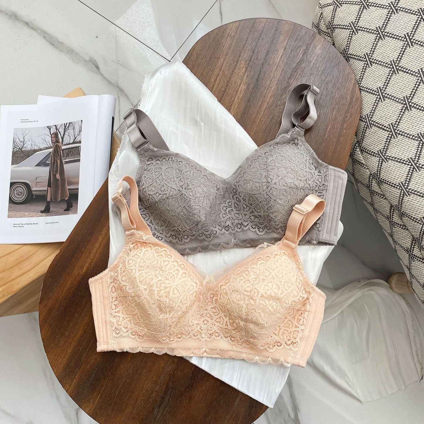 Sexy no steel ring lace large size underwear comfortable breathable thin bra gathering