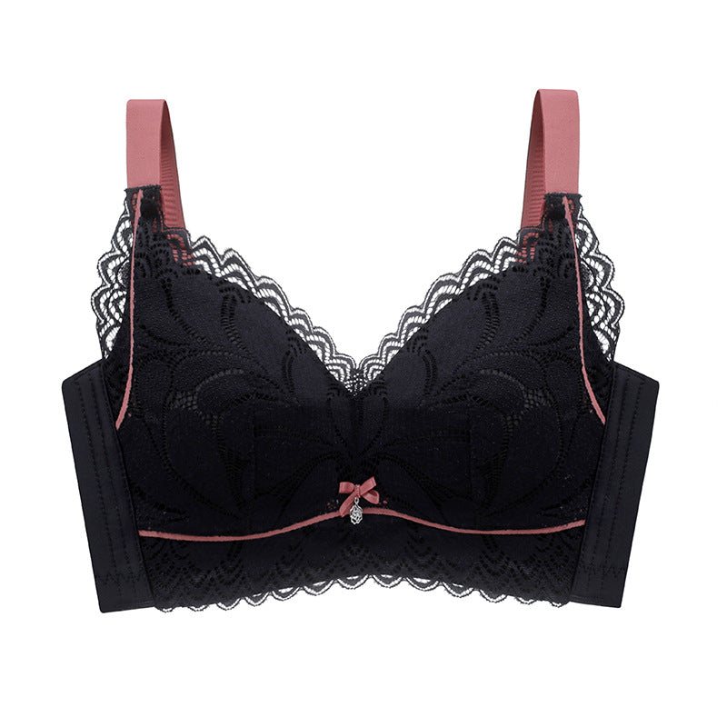 New Non-Steel Ring Bra for Big Breasts - Thin Adjustment, Vice Milk, Thin Cup, Large Size