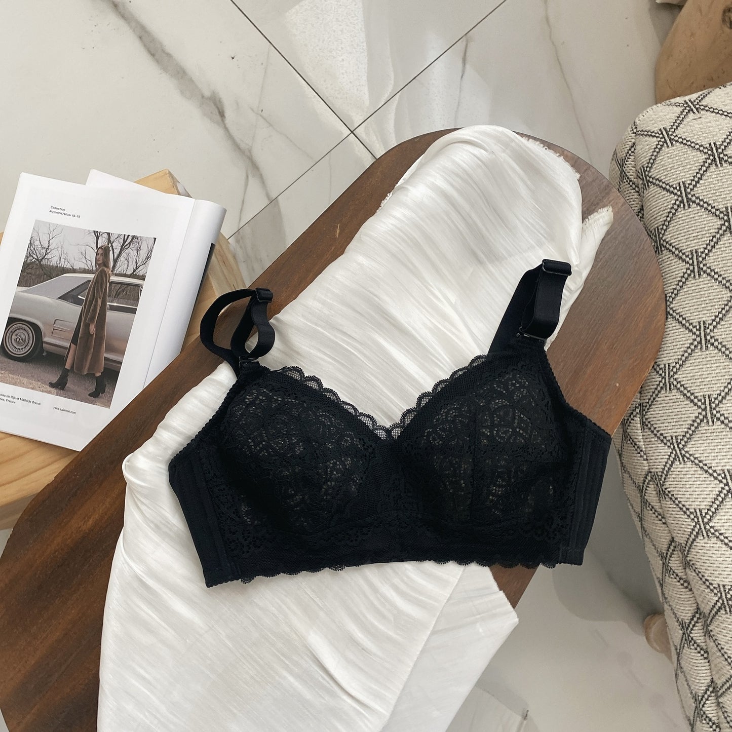 Sexy no steel ring lace large size underwear comfortable breathable thin bra gathering