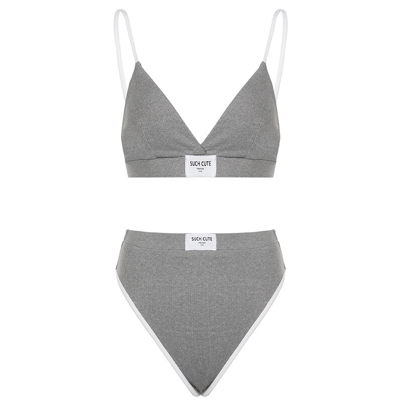 Weekeep Women's Sporty Fitness Underwear Lingerie - Wire Free Bra Sets with Seamless Low Waist Panties