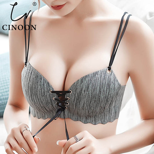 CINOON Super Push Up Wire Free Women's Bralette - Sexy Seamless Underwear with Beauty Back Design