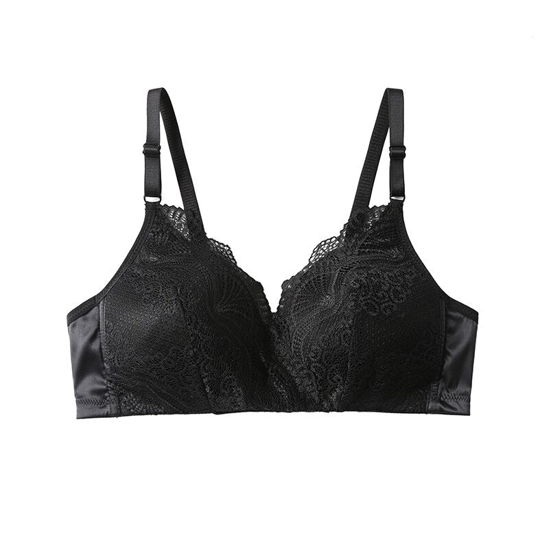 Female Wire Free Mulberry Silk Linings 3/4 Cups Bras Women Thin Breathable Comfort  Bralette Natural Silk Sexy Lace Bralette