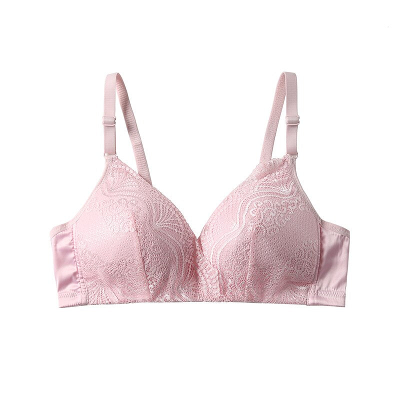 Female Wire Free Mulberry Silk Linings 3/4 Cups Bras Women Thin Breathable Comfort  Bralette Natural Silk Sexy Lace Bralette