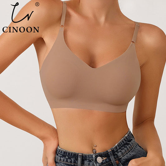 CINOON Women's Seamless Push Up Bras - Removable Padded, Wireless & Comfortable for Sleep & Intimate Wear