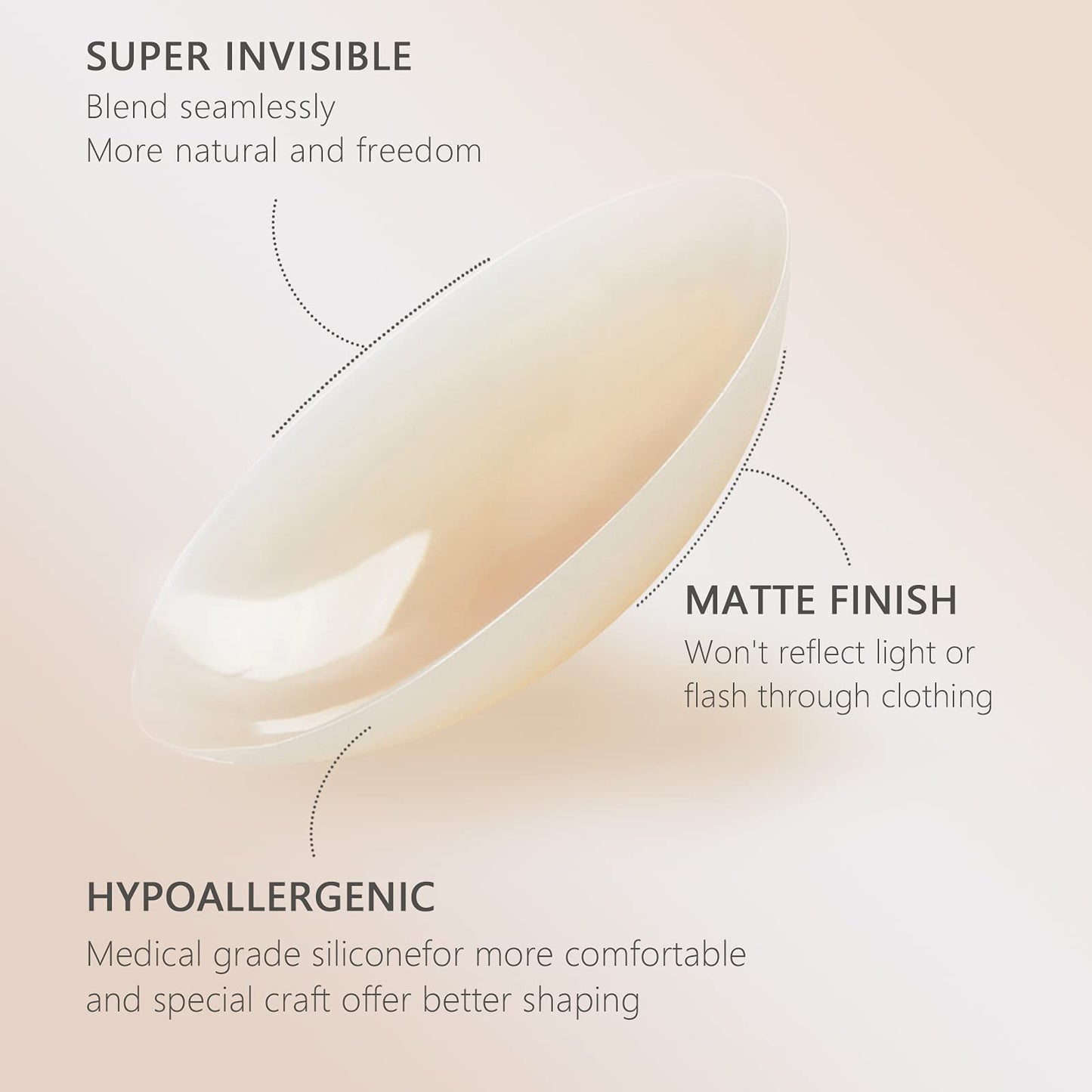 1-4 Pair Women Adhesive-Free Reusable Invisible Waterproof Breast Pasties Ultra Thin Non Adhesive Silicone Nipple Cover