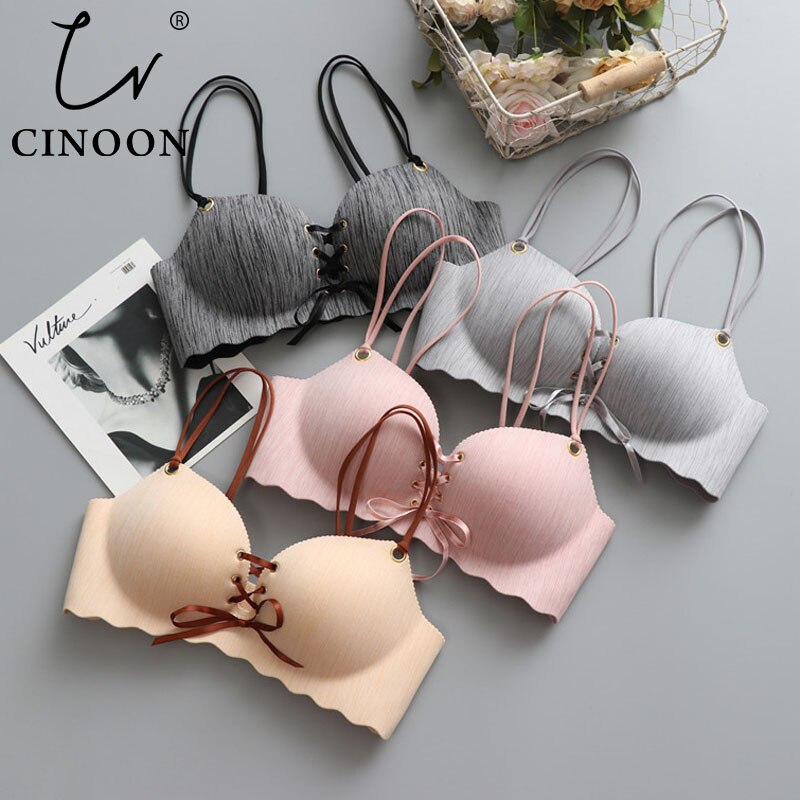 CINOON Super Push Up Wire Free Women's Bralette - Sexy Seamless Underwear with Beauty Back Design