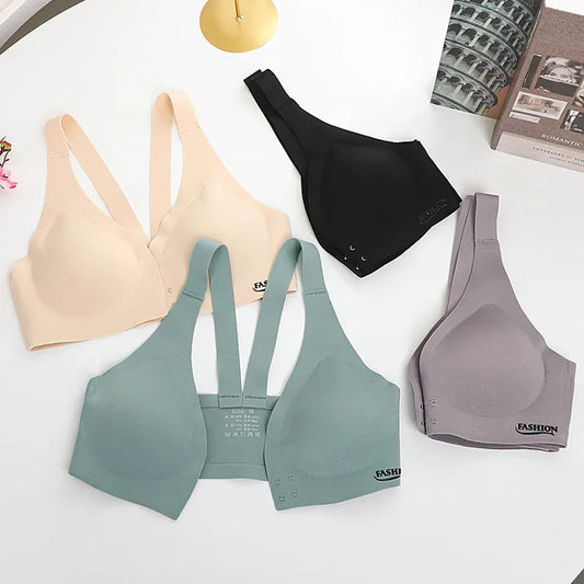 Plus Size Front Buckle Adjustable Sexy Comfortable Breathable Sports Bra with Gathered Breasts