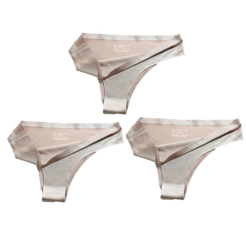 3-teiliges Damen-Set aus Seide mit niedriger Taille, sexy Höschen – Tanga, nahtlose G-String-Unterwäsche