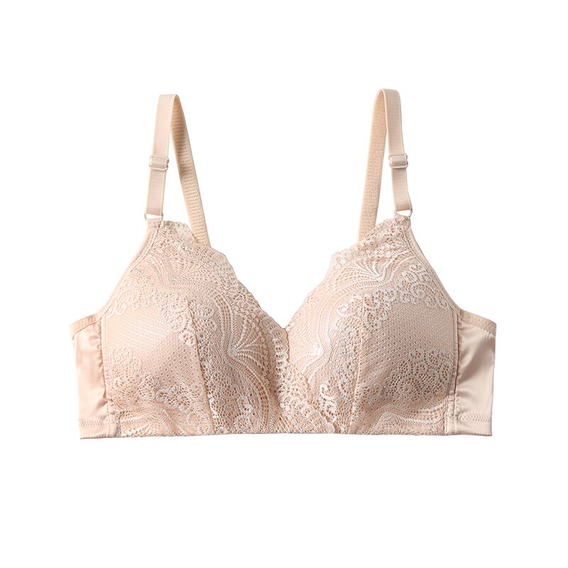 Female Wire Free Mulberry Silk Linings 3/4 Cups Bras Women Thin Breathable Comfort  Bralette Natural Silk Sexy Lace Bralette