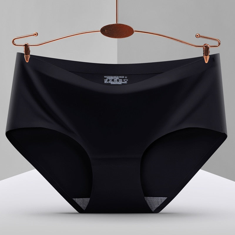 3Pcs New In Seamless Ice Silk Briefs Underwear Women Solid Color Intimate Panties Ultra Thin Breathable Lingerie For Ladies