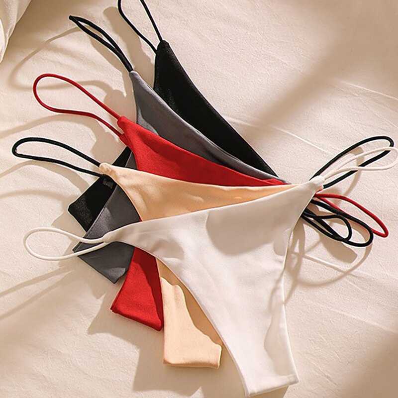 New Europe & America One-piece Bikini Solid Color Thong Sexy Underwear for Hot Girls