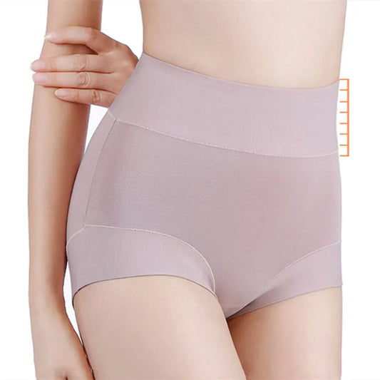 Cotton Female Underwear for Plus Size Women - High-Rise Panties with Abdomen Tightening