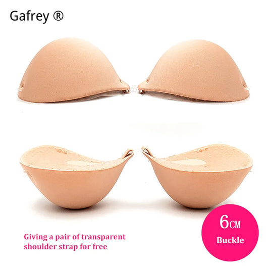 Gafrey 6cm Thickened Chest Sticker - Invisible Bra Flat Chest Display Silicone Breast Sticker for Bridal Wedding (2.5cm Thickness)