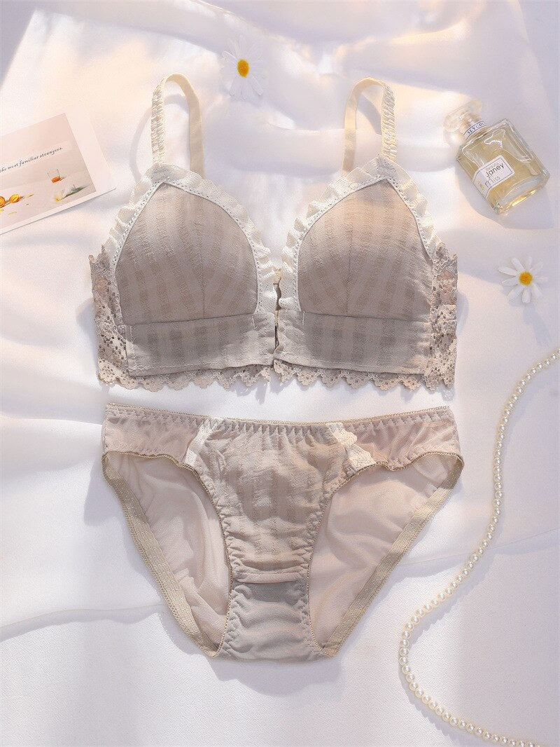 Japanese Bra Briefs Suit Women's Cotton Underwear Sexy Lace Brassiere Panties Fashion Push Up Bra Female Sexy Lingerie Set