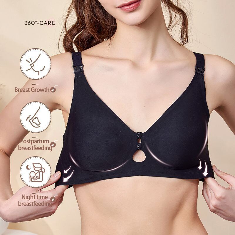 1pc Maternity Summer Thin Section Nursing Bra Gathered Anti-sagging Front Open Buckle Postpartum Breastfeeding Underwear