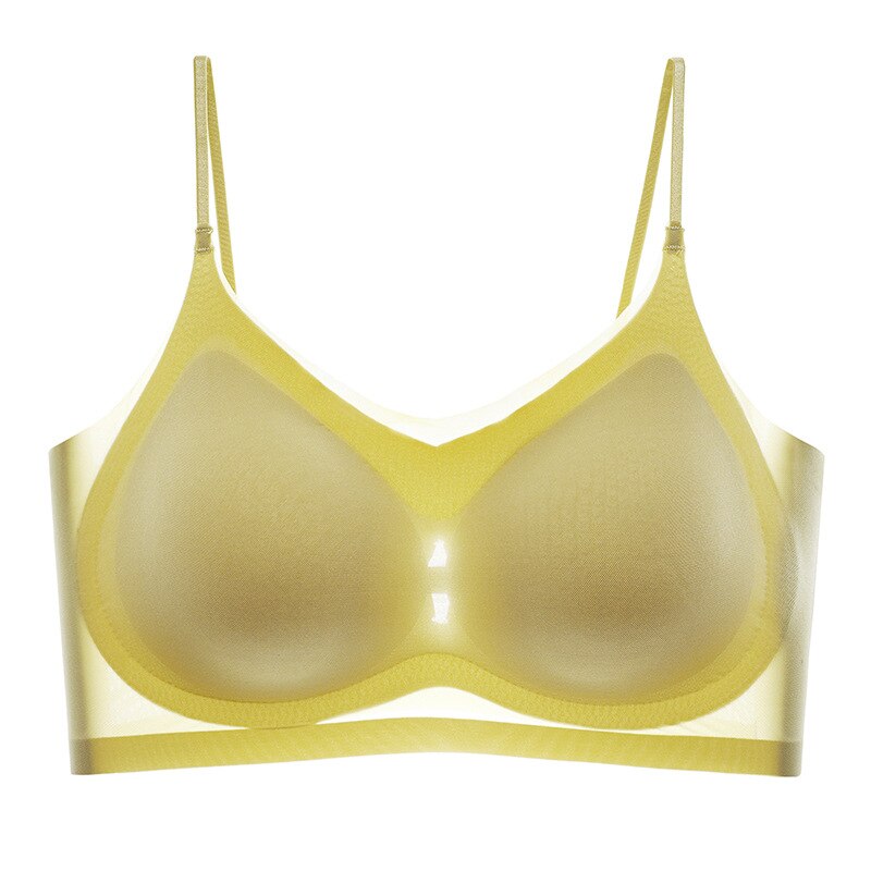 Sujetador deportivo ultrafino sin costuras para mujer, ideal para pechos grandes y pequeños, ideal para el verano con diseño fruncido y espalda hermosa.