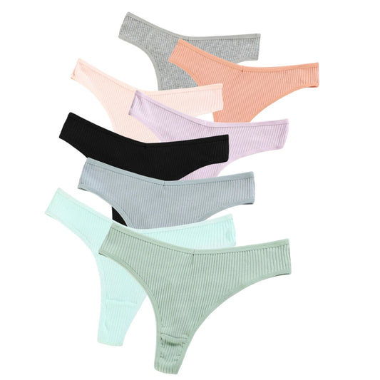 Women's Cotton Panties - Sexy V Waist, M-XXL, Solid Color, Comfortable Underwear for Girls