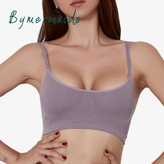 Bymermaids Women's Backless Sports Bra - No Steel Ring, Seamless Push Up for Gym, Fitness & Yoga
