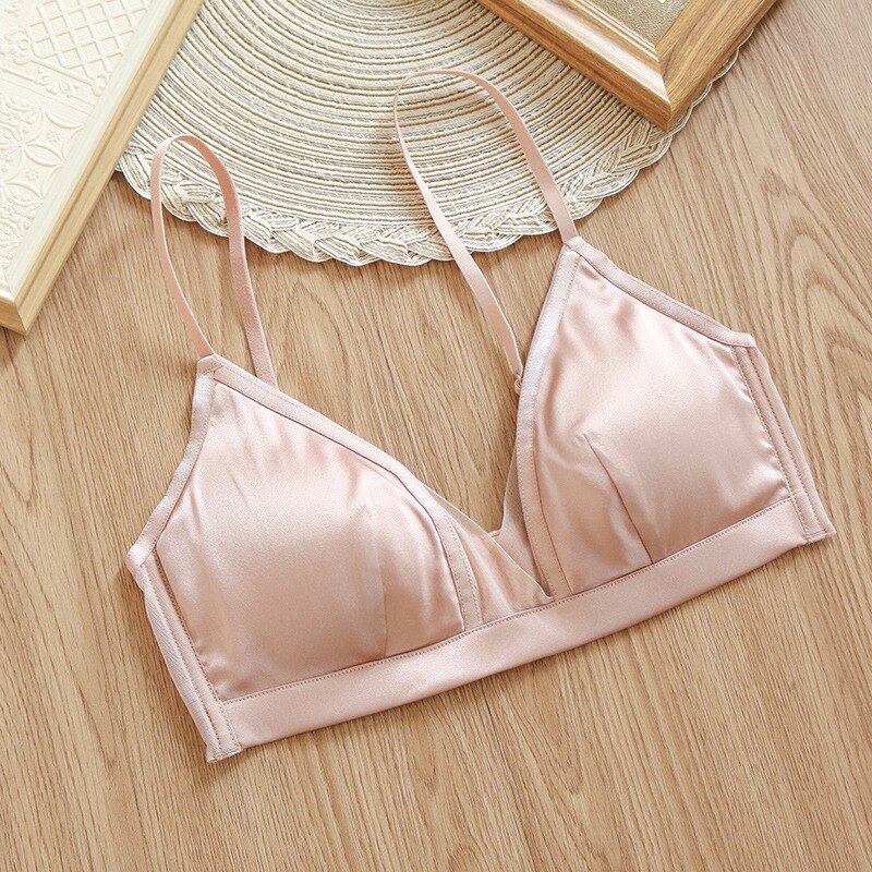 Women Silk Bra 93% Mulberry Silk 8% Spandex Lining 3/4 Cups Everyday wear Bra 2025 Underwear Pink Intimates TA001