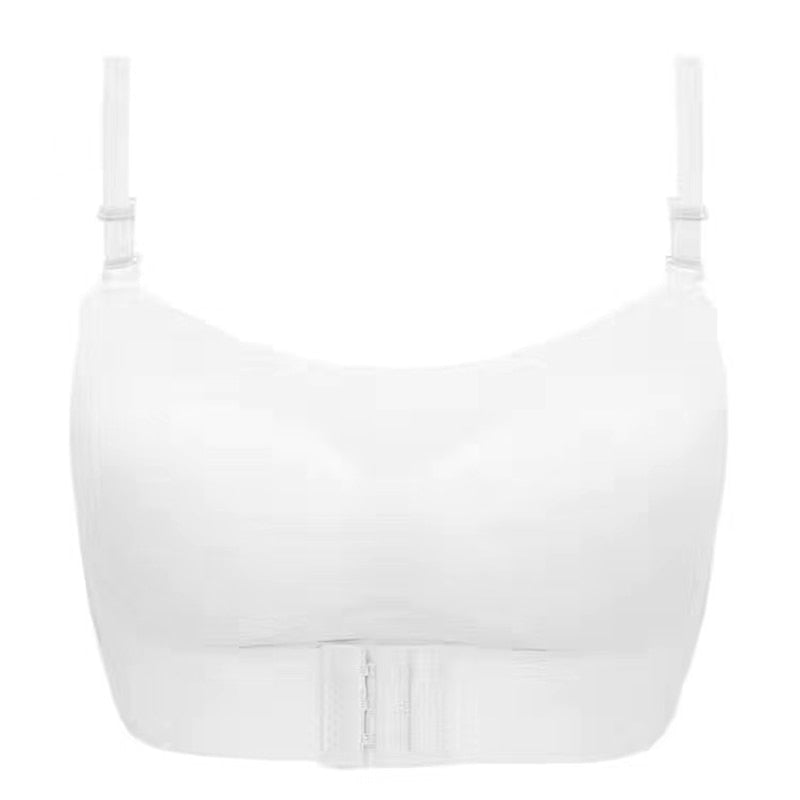 Front Buckle Gathered Women's Invisible Strapless Bra Strap - Non-slip, Anti-sagging, No Trace, No Steel Ring