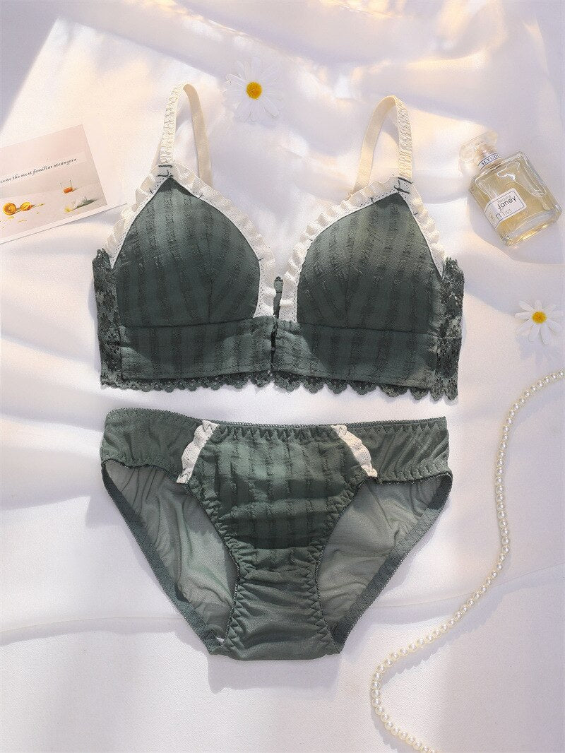 Japanese Bra Briefs Suit Women's Cotton Underwear Sexy Lace Brassiere Panties Fashion Push Up Bra Female Sexy Lingerie Set
