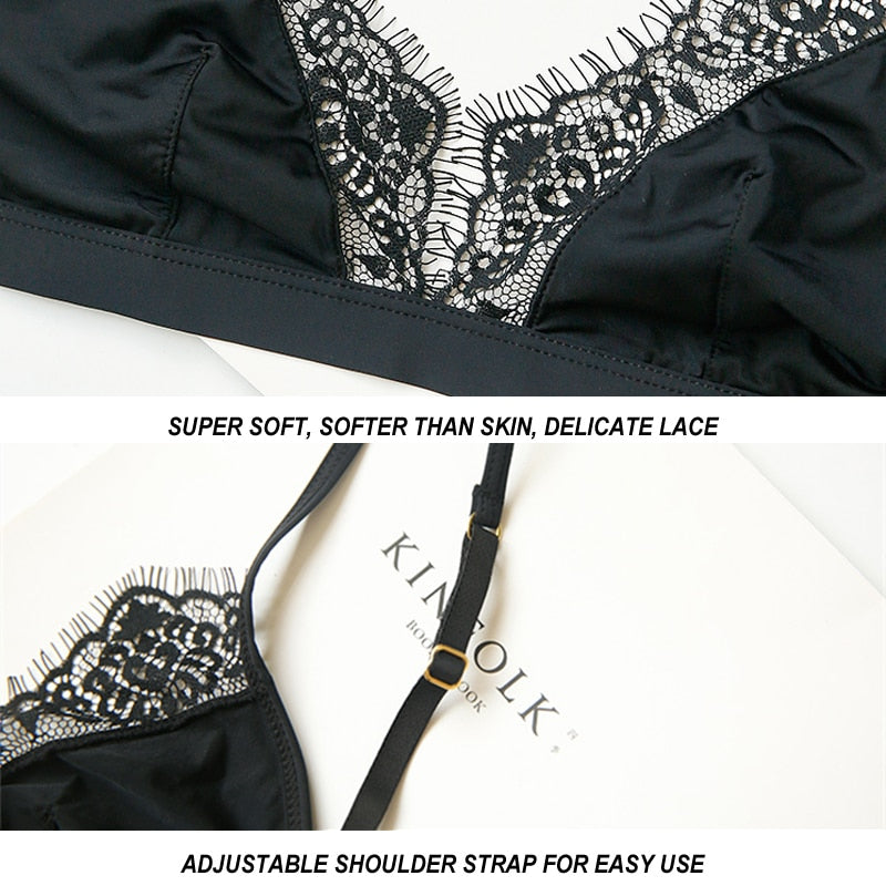 Mulberry Silk Wire-Free Bralette for Women - 3/4 Cups, Natural Silk Lining, Sexy Push Up for Small Chest