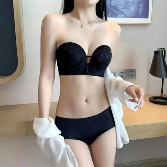 Ropa interior para mujer con pecho pequeño: fruncida, sin aros de acero, antiflacidez, con tirantes desmontables, antideslizante y sexy.