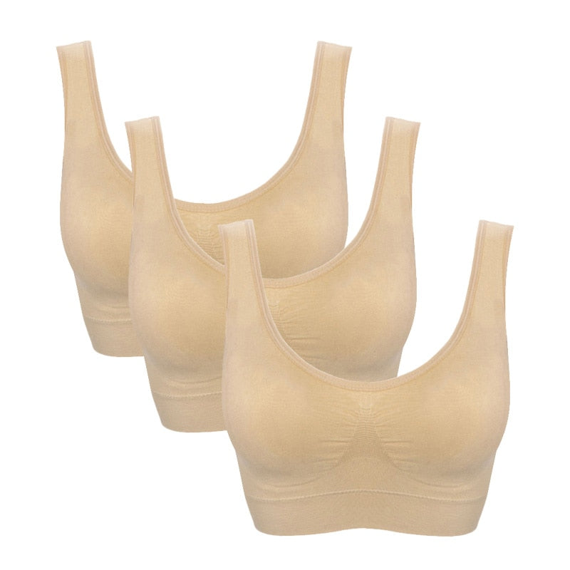 Seamless Plus Size Wireless Bras with Pads (3 Pack) - Comfort & Support for Plus Sizes
