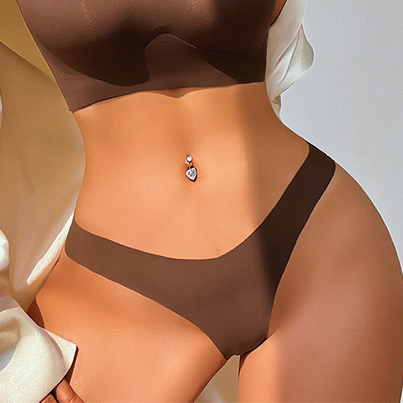 Felinus Women Sexy Panties Ice Silk Low Waist G-Sting Thong Temptation Seamless Breathable Underwear Female Soft Intimates