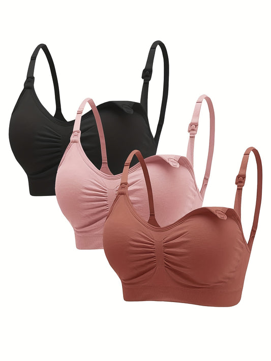 3 Sets Clip Down Maternity Bras - Comfy Full Coverage Wireless Breastfeeding Bra for Women
