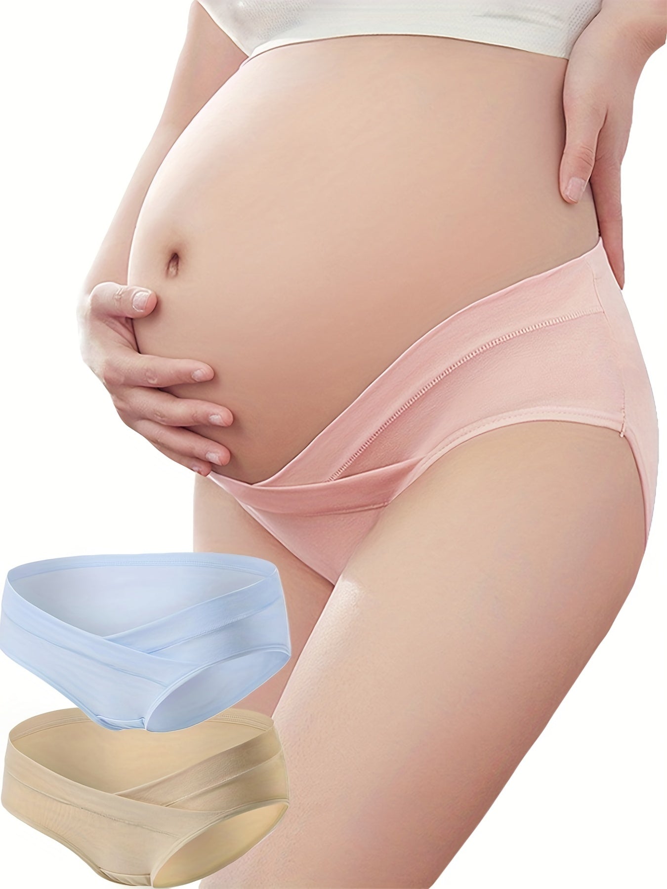 3pcs Women's Low Waist Maternity Panties, Comfortable Breathable Underwear Pants For Pregnancy Tummy Support